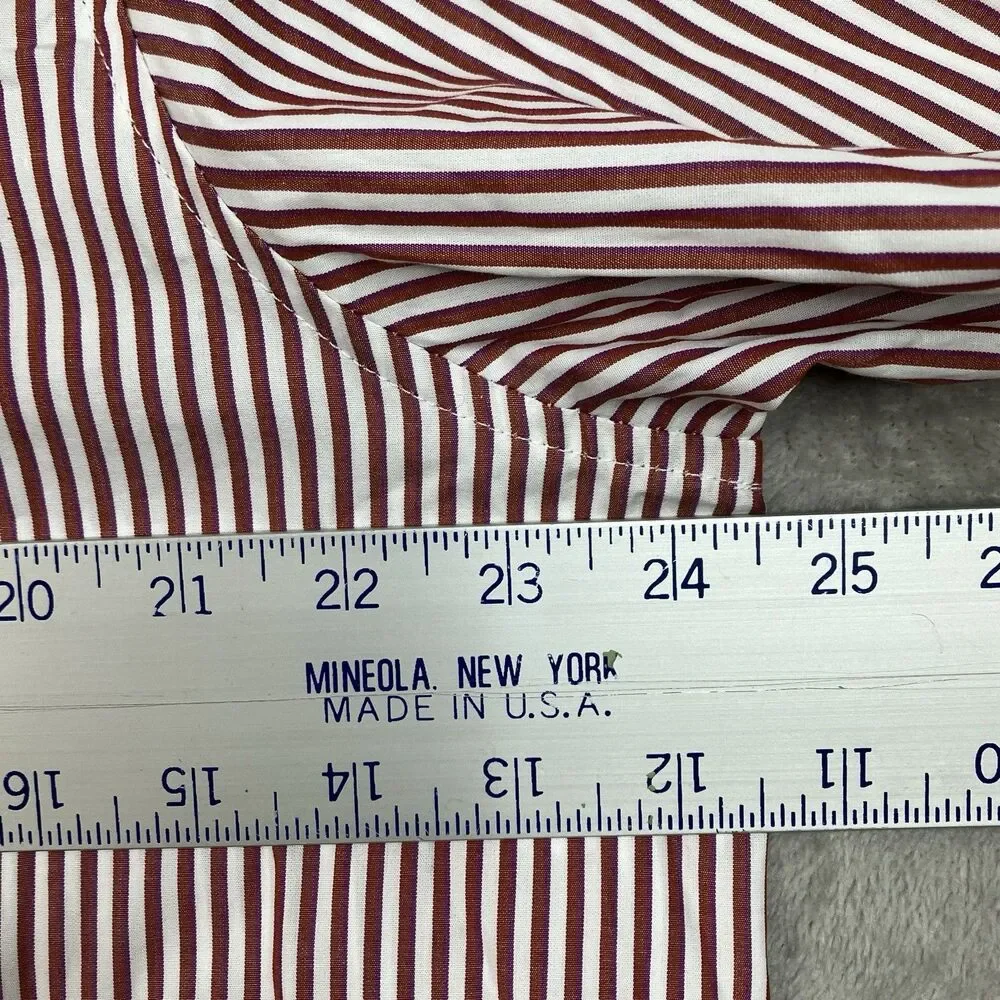 J Crew Jules Poplin Button Up Shirt Womens 18 Burgundy Striped CN851‎